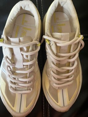 Zara White and Pale Yellow Mesh Kids Sneakers